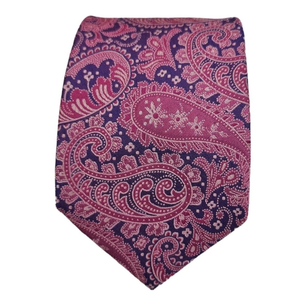TED BAKER Purple/Pink Paisley Silk Tie 58”/ 3.7’’ EC